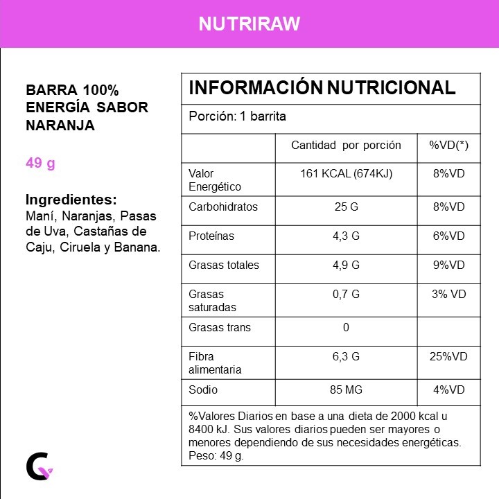 Caja x 12 barritas energéticas "naranja"