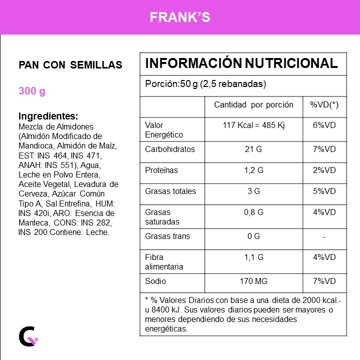 Pan con SEMILLAS x500g - Frank's