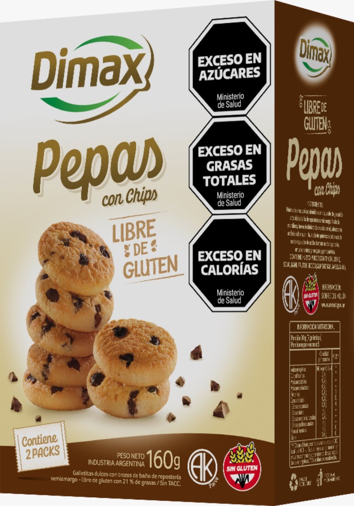 Caja pepas de CHOCOLATE x160g - Dimax