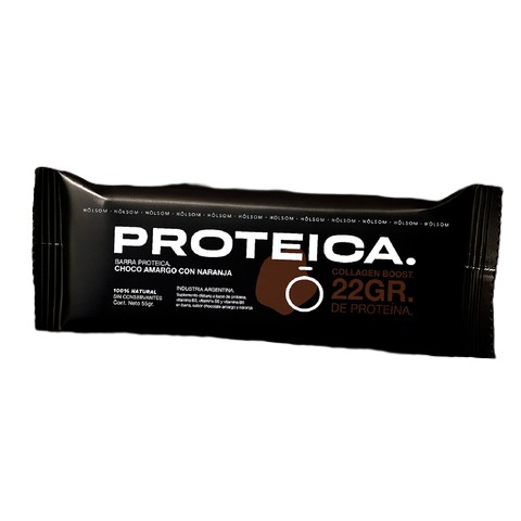 Caja x12 barritas proteicas - CHOCOLATE AMARGO c/NARANJA - Holsom